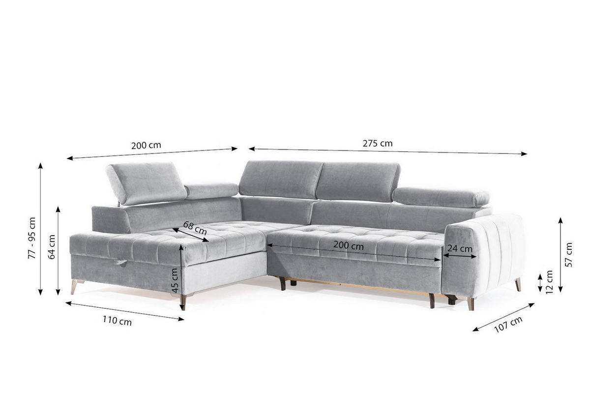ECKSOFA Schlafsofa Agnesa In Salvador - Creme, Holzwerkstoff/Textil (275/200cm) - Fun Möbel