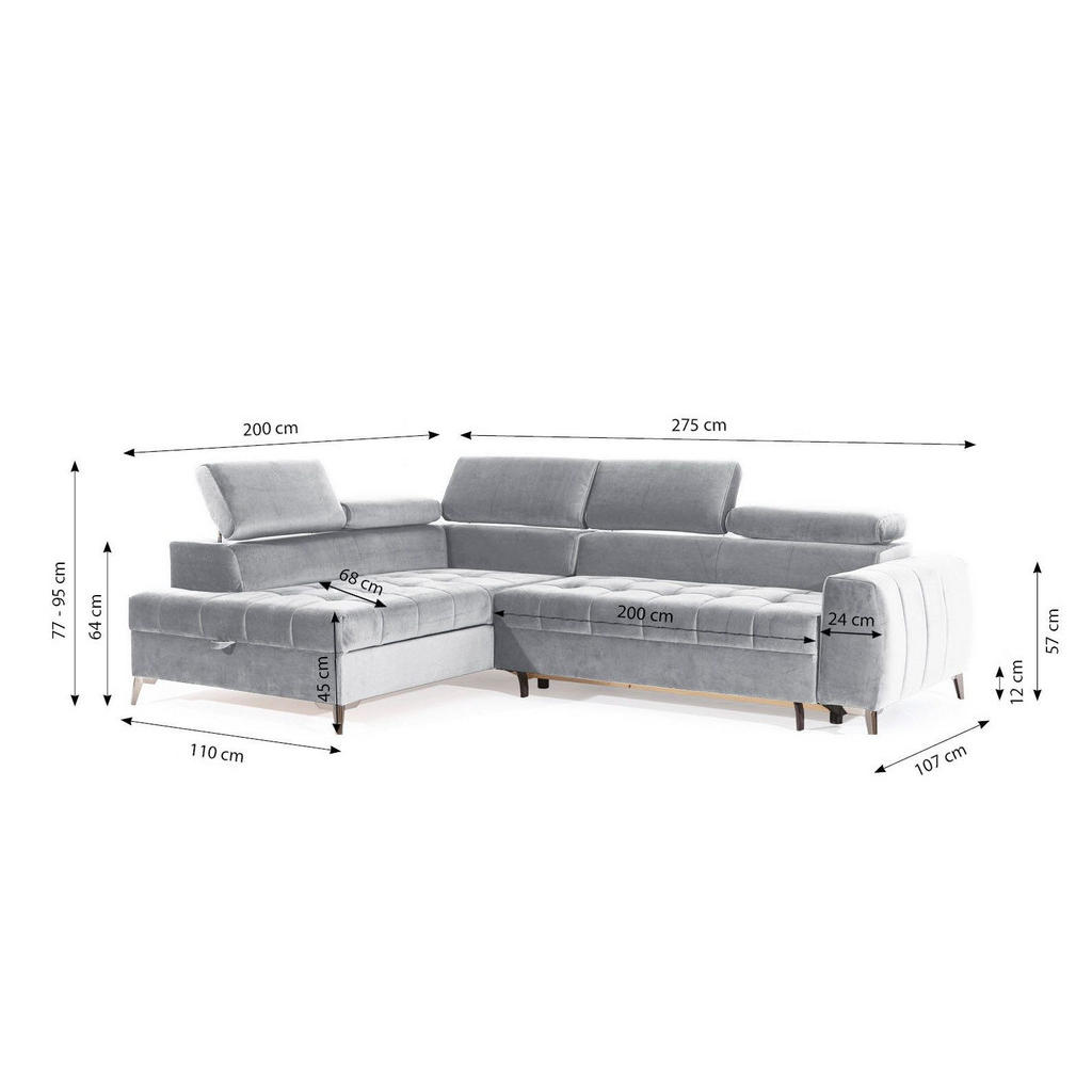 Thumbnail - Fun Möbel Ecksofa, Dunkelblau, Textil, L-Form, 275x200 cm, Wohnzimmer, Sofas & Couches, Wohnlandschaften, Ecksofas
