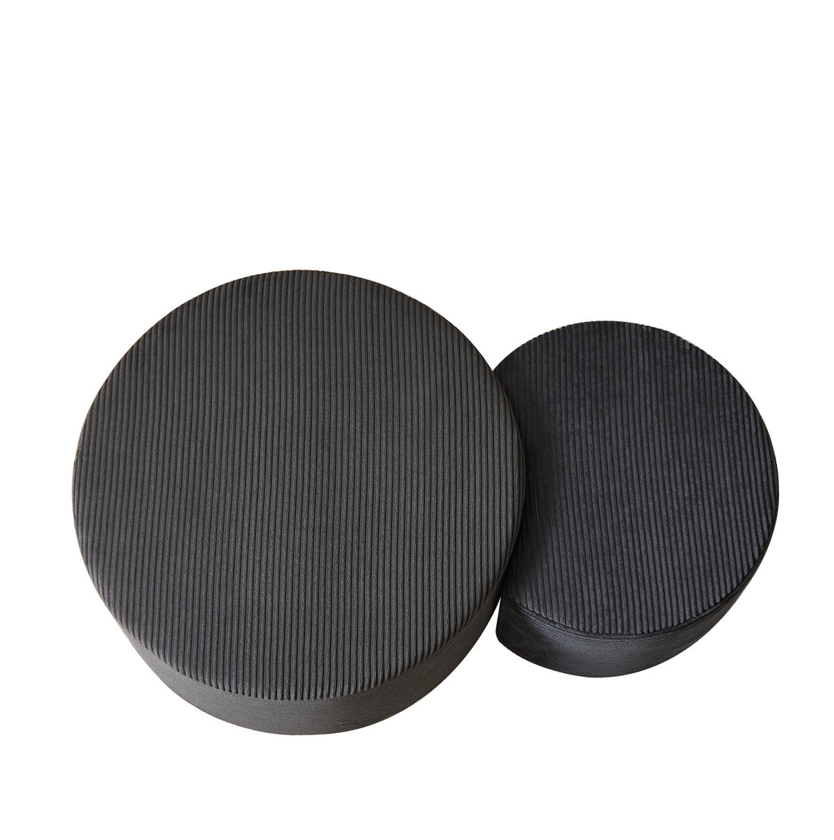 COUCHTISCH in Schwarz runder Kaffeetisch aus Schaumstoff, Set mit 2 Stück für Wohnzimmer, B127/T81/H40cm - Schwarz, Textil (81/126/40cm) - STILVORA