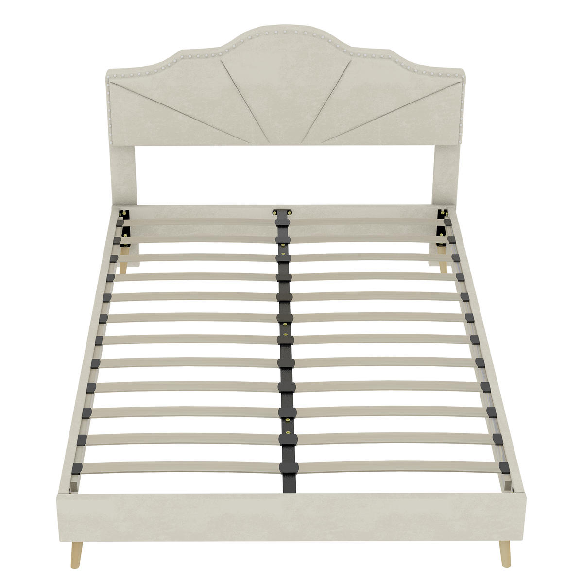 POLSTERBETT 140/200 cm DE-35437 mit weichem Kopfteil Beige - Beige, Metall (140/200cm) - ComfortXL