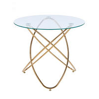 ESSTISCH gold aus Glas und Metall mit pflegeleichter Tischplatte - Goldfarben, Metall (80/80/75cm) - OKWISH