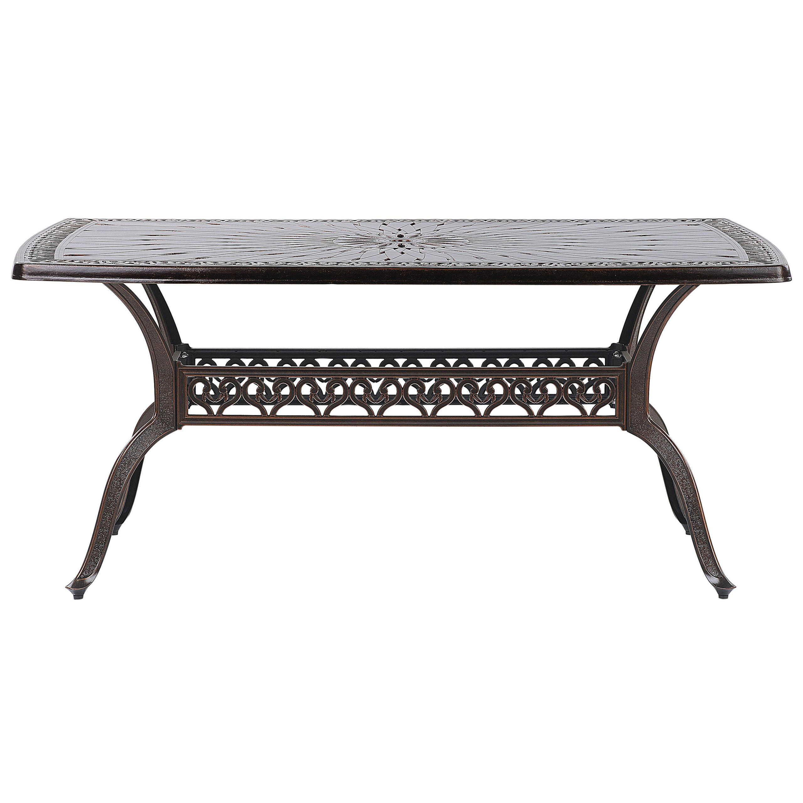 GARTENTISCH Aluminium dunkelbraun 102x165 cm Lizzano - Dunkelbraun, Metall (165/102/72cm) - Beliani