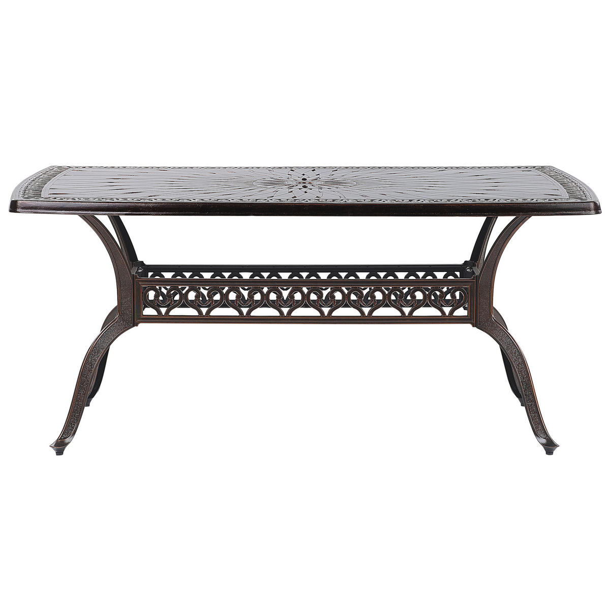 GARTENTISCH Aluminium dunkelbraun 102x165 cm Lizzano - Dunkelbraun, Metall (165/102/72cm) - Beliani