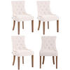 WOHNZIMMERSTUHL 4er Set Samt creme - Creme/Naturfarben, Holz/Textil (55/92/58cm) - CLP