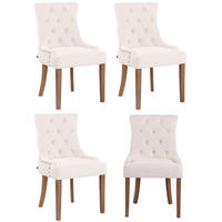 WOHNZIMMERSTUHL 4er Set Samt creme - Creme/Naturfarben, Holz/Textil (55/92/58cm) - CLP