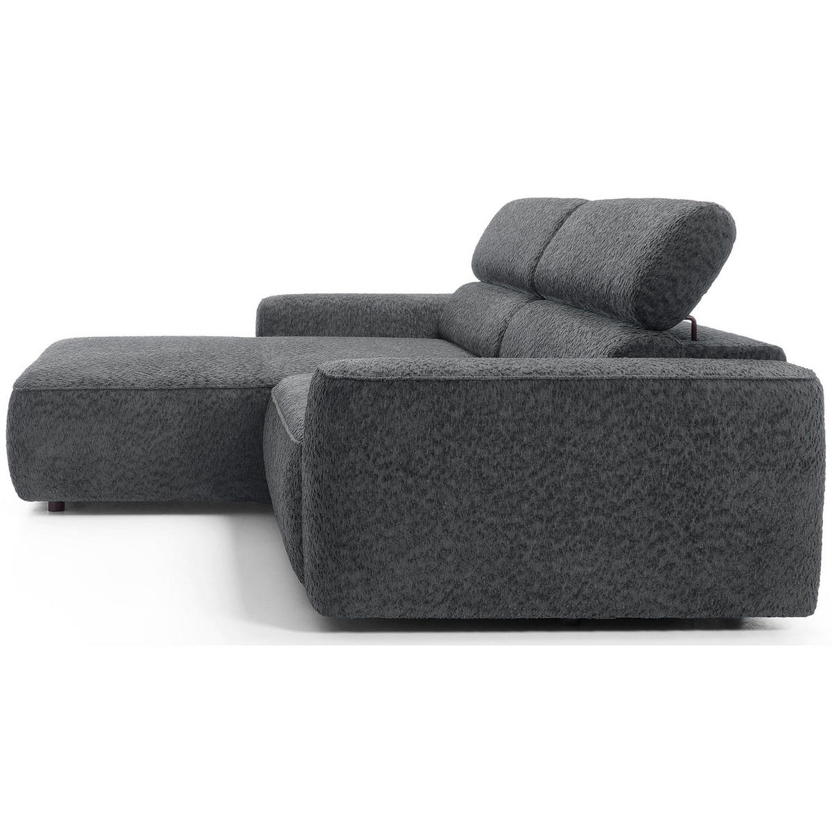 ROHOVÁ pohovka Fando s elektricky výsuvným sedákem, tmavě šedý ženil, levá - černá/tmavě šedá, textil/plast (252/182cm) - Selsey