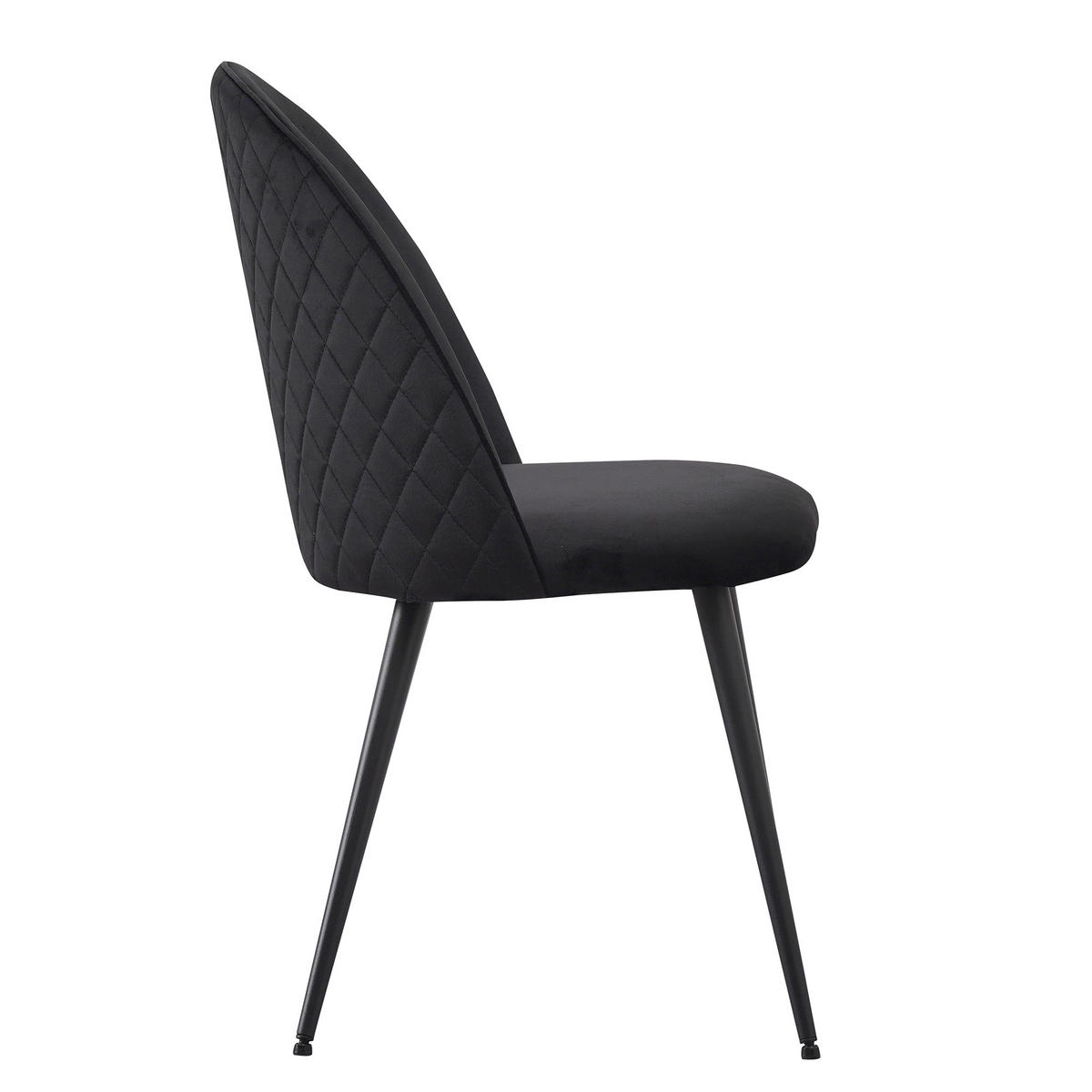 STUHL CAPO Samtbezug Metallbeine 4er Set Schwarz - Schwarz, Textil/Metall (53/84/44cm) - Albatros