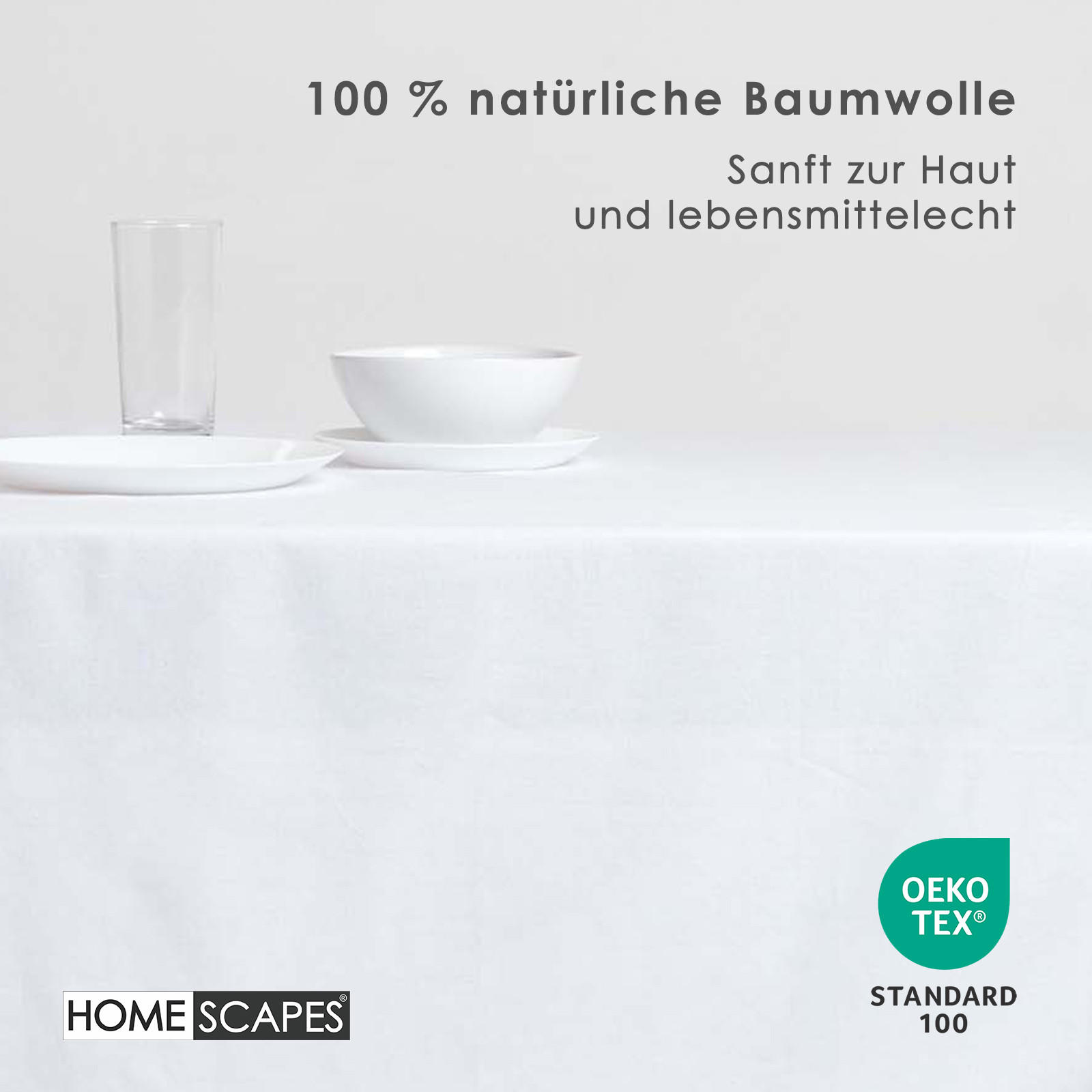 TISCHDECKE weiß 137/178 cm, 100% Baumwolle - Weiß, Textil (137/178cm) - Homescapes