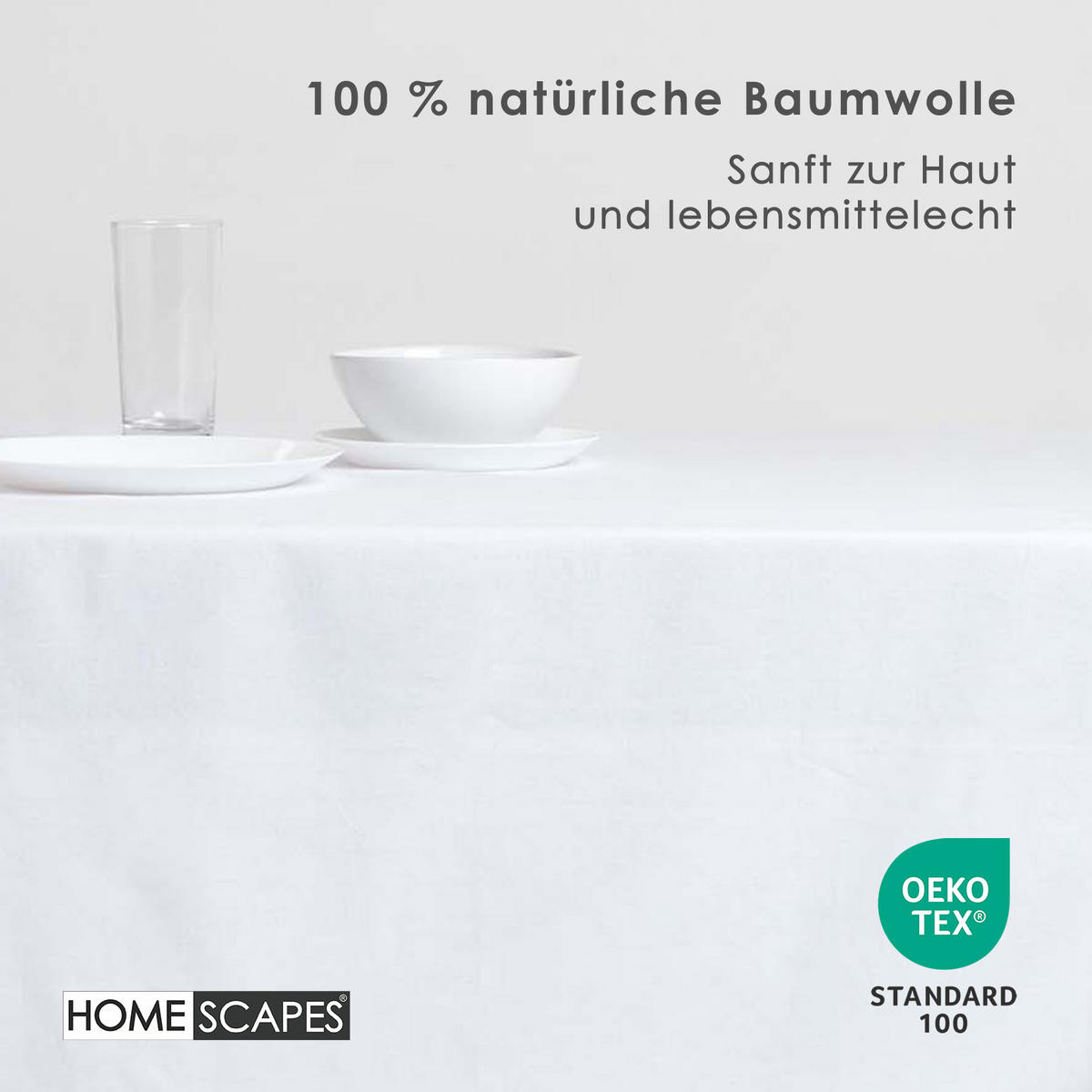 TISCHDECKE weiß 178/300 cm, 100% Baumwolle - Weiß, Textil (178/300cm) - Homescapes