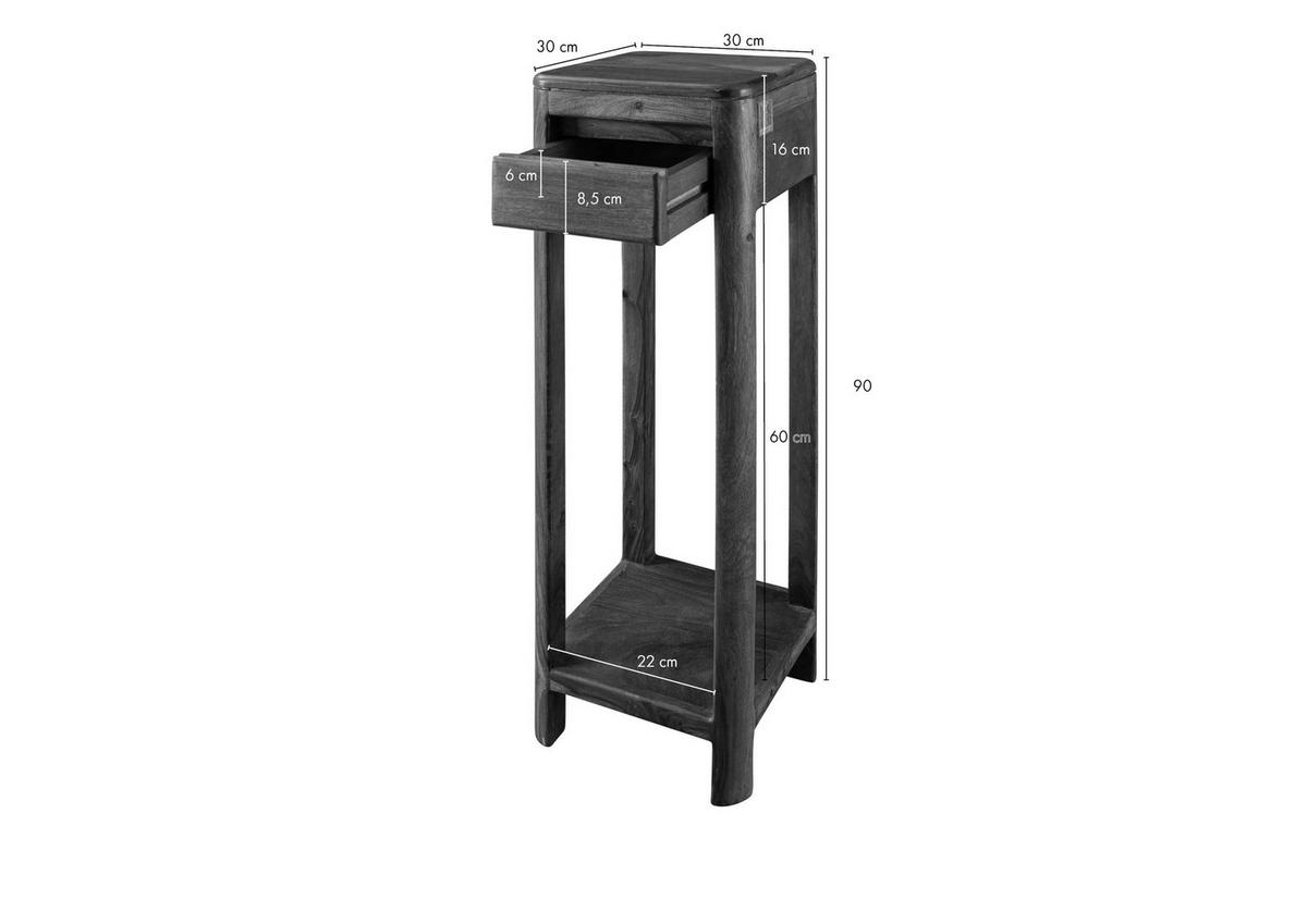 BEISTELLTISCH Sheesham 30x30x90 walnuss gewachst TORONTO #213 - Walnussfarben, Holzwerkstoff (30/30/90cm)