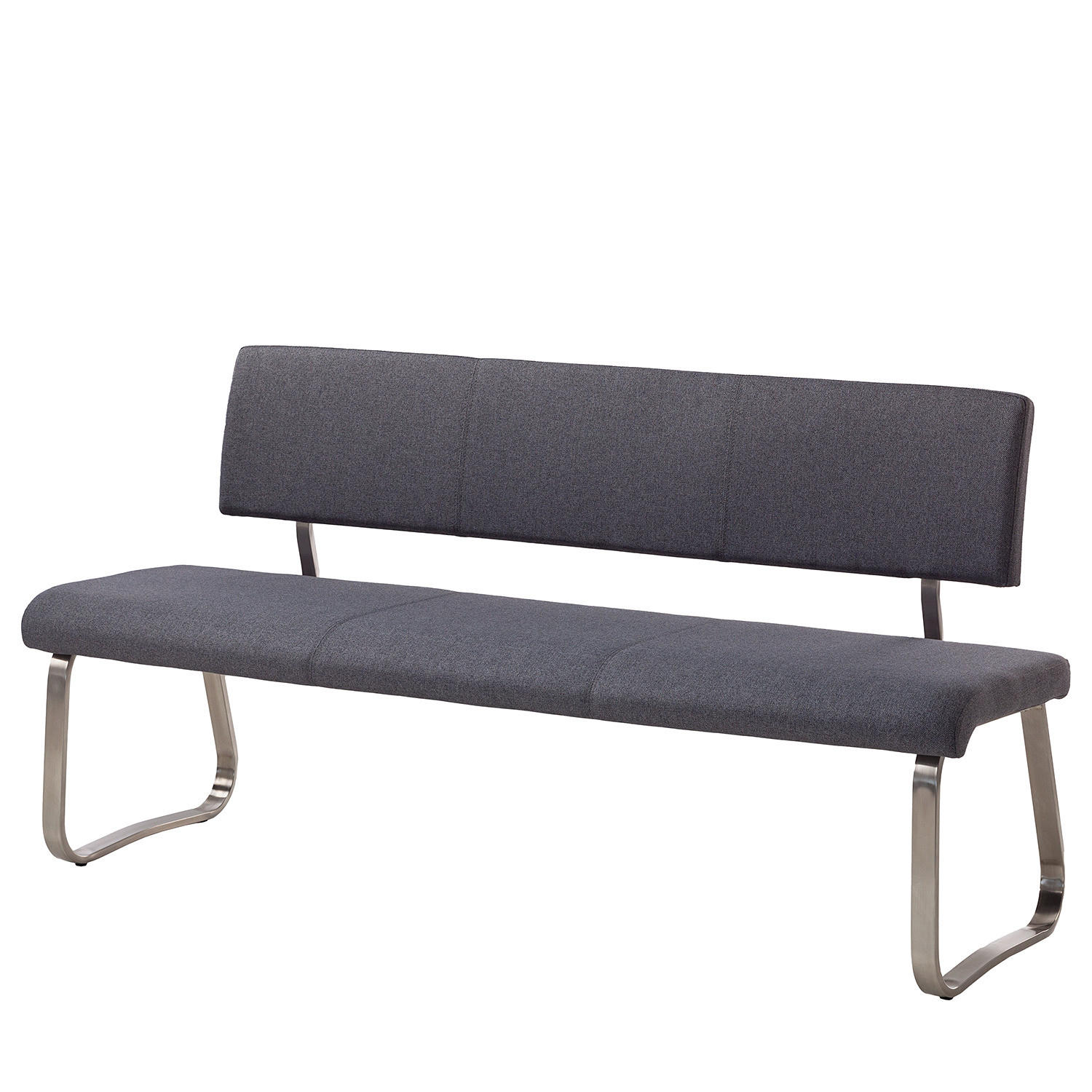 SITZBANK - Flachgewebe / Edelstahl - Anthrazit - Anthrazit/Schwarz, Textil/Metall (175/86/59cm) - home24