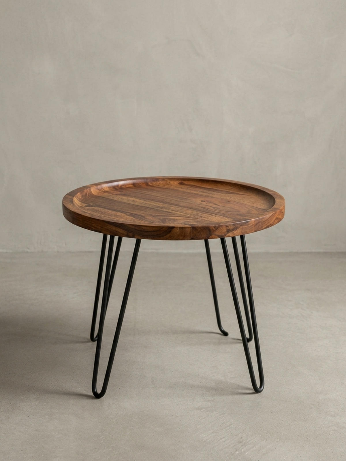 COUCHTISCH in Braun, Sheeshamholz mit Haarnadelbeinen, Modernes Design - Schwarz/Braun, Holz/Metall (41/45/40cm) - KADIMA DESIGN