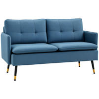 SOFA, 2-Sitzer, Stoff, Kissen, Stahlbeine, dunkelblau, 139x68x80cm - Multicolor, Holzwerkstoff (139/80/68cm) - FORIOUS