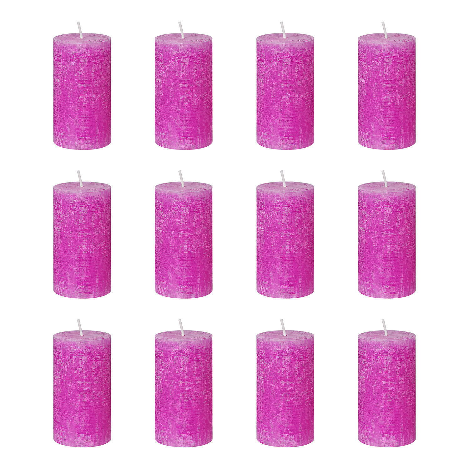STUMPENKERZE (12er Set) Rustic - Pink, Paraffin (13cm) - Butlers