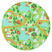 KINDER SPIEL TEPPICH CAMPINGPLATZ RUND - Grün, Textil (100/100cm) - Snapstyle