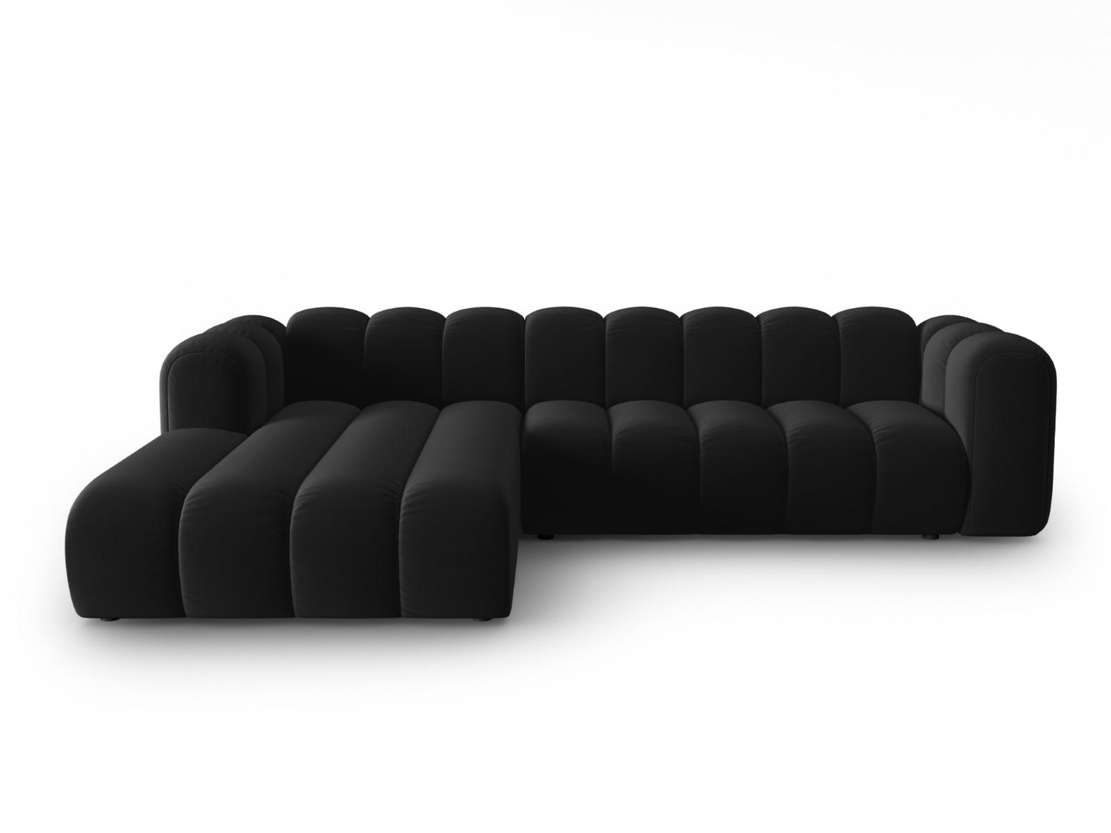 ECKSOFA modular links Lupine aus Samt schwarz 4 Sitzplätze - Schwarz, Textil (177/290cm) - Micadoni