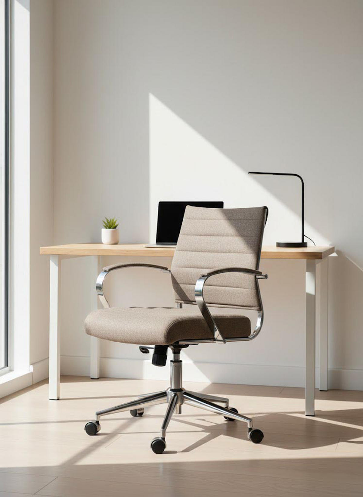 BÜROSTUHL Rynex Stoff taupe - Taupe/Chromfarben, Textil/Metall (57/100/62cm) - TPFLiving