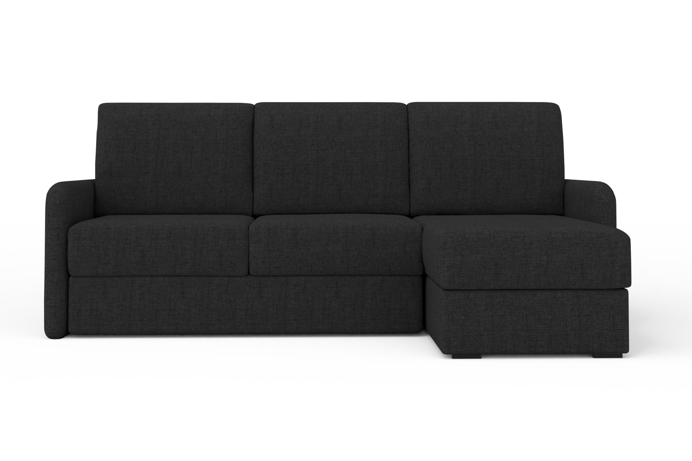 ECKSOFA BIANCO 215 cm breit in Stoff Schwarz rechts - Schwarz, Holzwerkstoff/Textil (215/145cm) - Deine Möbel 24