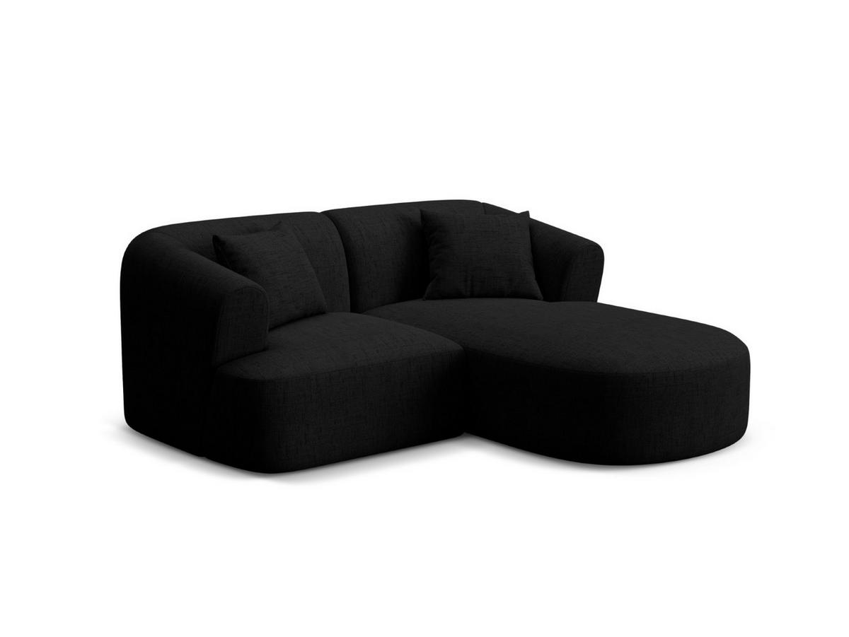 MODULARES-ECKSOFA rechts Campi aus strukturiertem Stoff schwarz 3 Sitzplätze - Schwarz, Textil (156/180cm) - Cosmopolitan Design