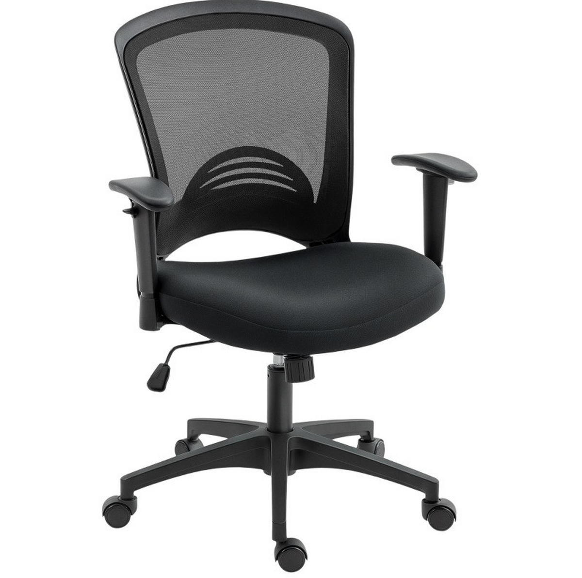 DREHSTUHL 65/59/92,5-102,5 cm, atmungsaktiver Netzrücken, höhenverstellbar und drehbar, Schwarz - Schwarz, Kunststoff (59/102.5/65cm) - Redom