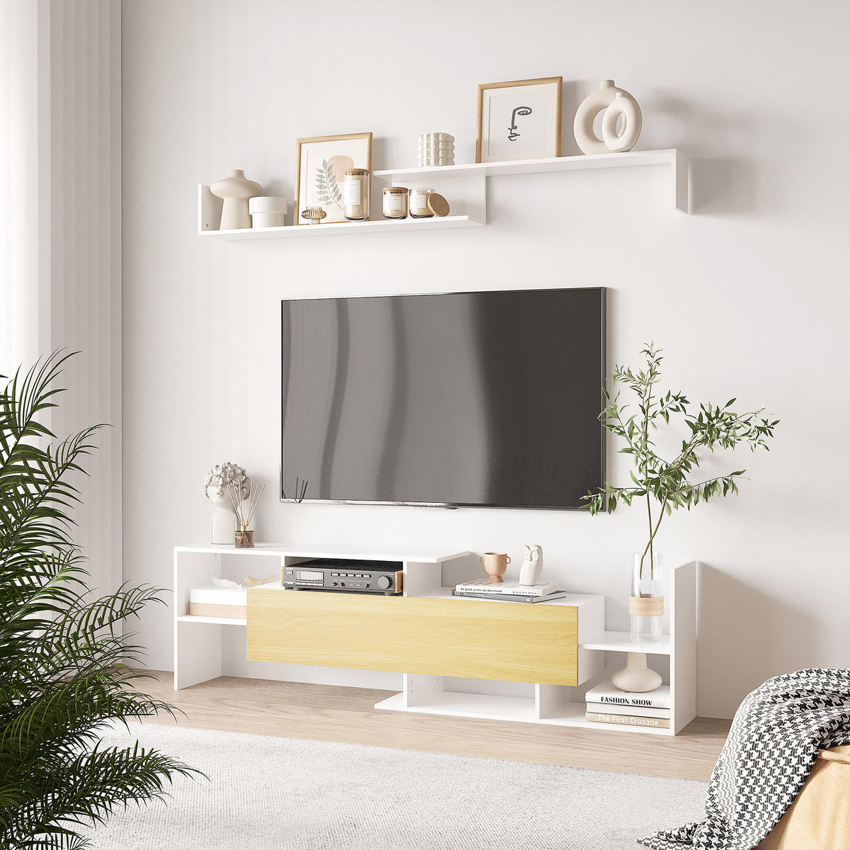 TV-MÖBEL Multicolor 1 Stück - Multicolor, Holzwerkstoff (153.6/42/25cm) - GiPP