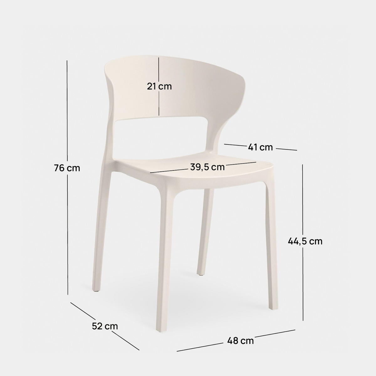 GARTENSTUHL Serin Beige 48 cm x 76 cm 4er-Set - Beige, Kunststoff (48/76/52cm) - Klast Home