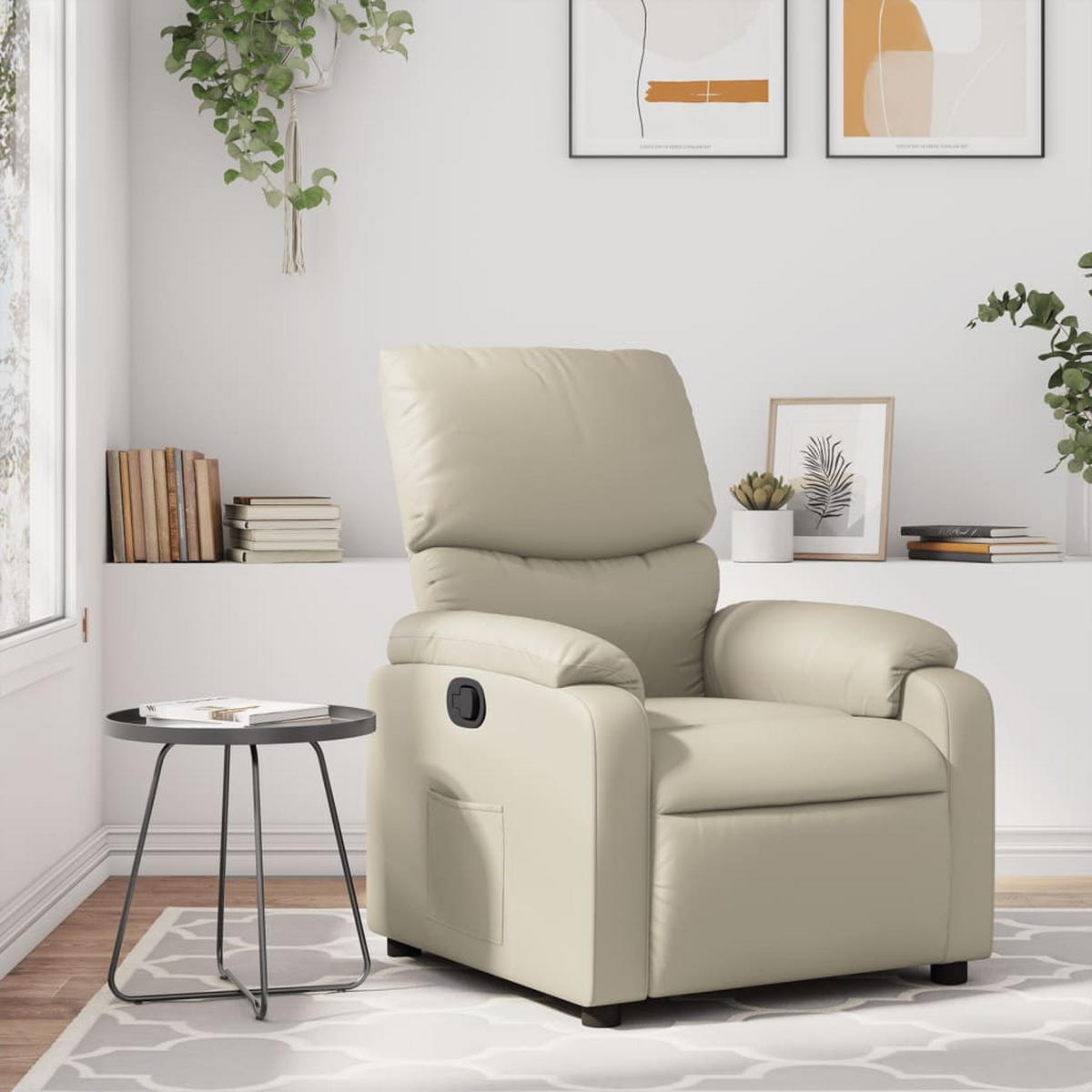 RELAXSESSEL Creme Kunstleder - Creme, Leder (99/99/75cm) - vidaXL