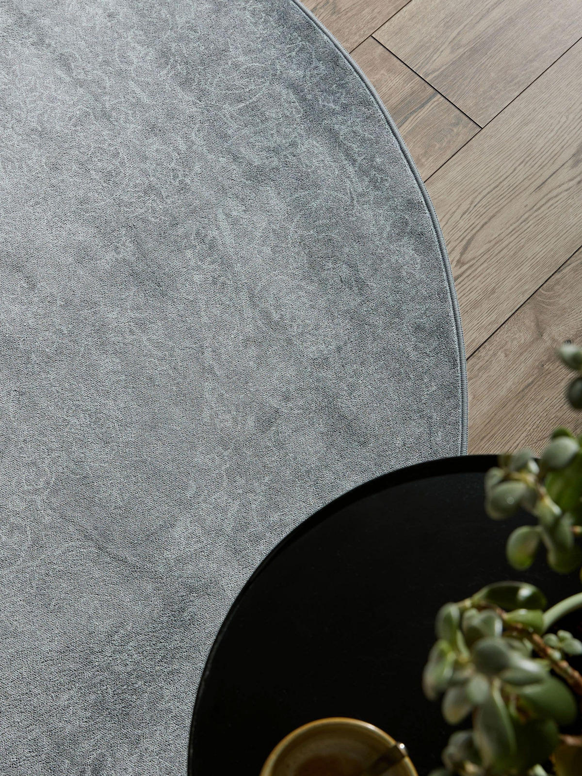 VINTAGE-TEPPICH Miray waschbar ø 160 cm rund - Creme/Grau, Kunststoff (160/160cm) - benuta Nest