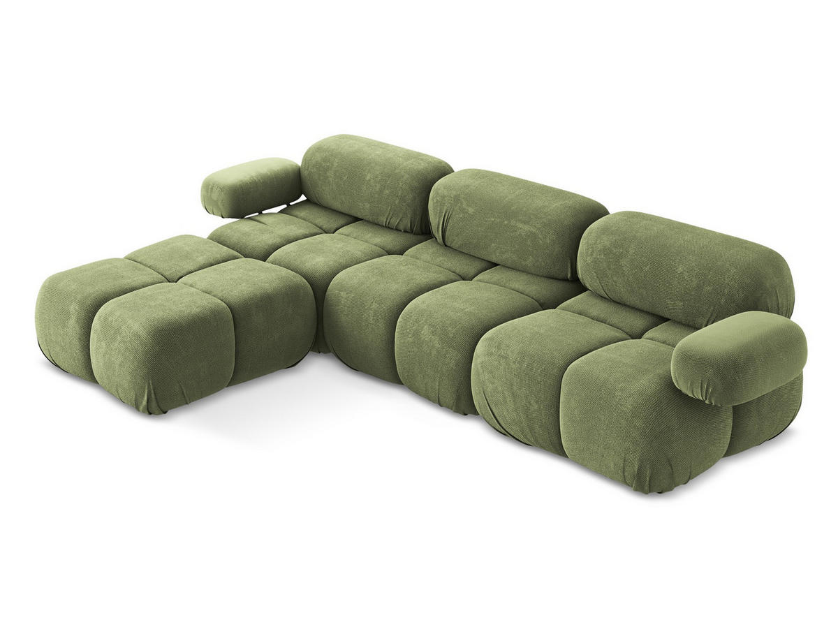 ECKSOFA Beidseitig Chenille Stoff Grün - Schwarz/Grau, Kunststoff/Textil (285/191cm) - Makamii