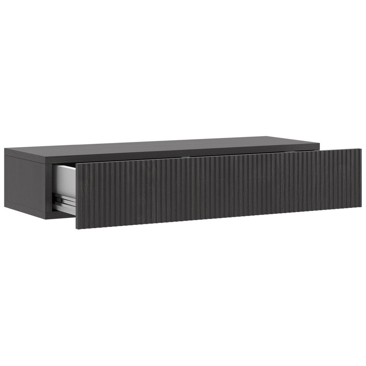 HÄNGEKONSOLE Nolie Holzoptik Esche Schwarz mit Schublade 90 cm - Schwarz, Holzwerkstoff (90/17/35.6cm) - Selsey