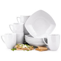 FRÜHSTÜCKS-GESCHIRRSET CARLINA 6-Personen 12-tlg - Weiß, Keramik (20/2/20cm) - KONSIMO®