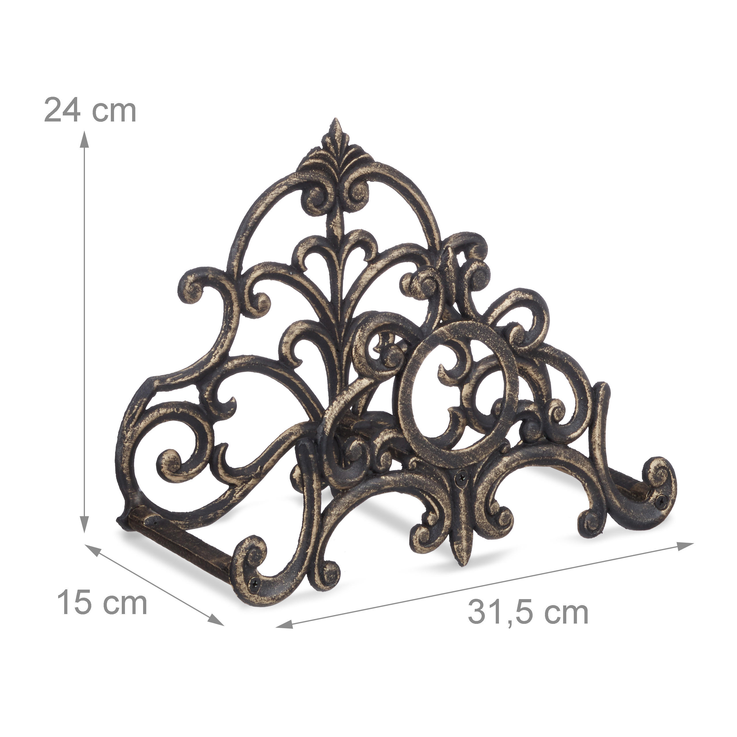 SCHLAUCHHALTER - Braun, Metall (31.5/24/15cm) - Relaxdays