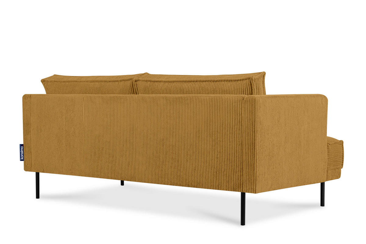 3-SITZER-SOFA GANZO 2 Kissen inklusive, Cord-Stoff, gelb - Gelb/Schwarz, Textil/Metall (193/84/92cm) - KONSIMO®