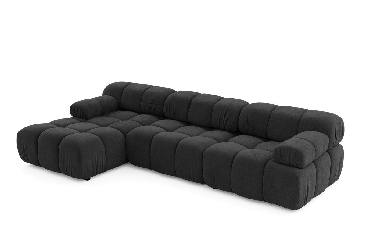 MODULARES Ecksofa MOMENTUM L, Links, Breite 282 cm, strukturierter Stoff, Schwarz - Chromfarben/Schwarz, Holz/Textil (282/155cm) - Muffo