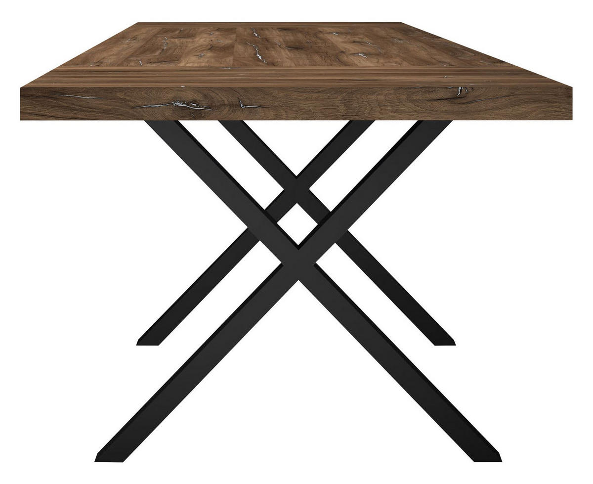 ESSTISCH Elgin 4 175-275x80x100 Metall+Holzwerkstoff Schwarz/Zinneiche - Mooreichefarben/Schwarz, Holzwerkstoff (175/100/80cm) - 58aufmkessel