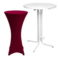 STEHTISCH Sylt Ø 80cm Weiß mit Stella Stehtischhusse Ø 80cm Bordeaux - Schwarz Hochglanz/Bordeaux, Kunststoff/Textil (80/80/110cm) - Beautissu 