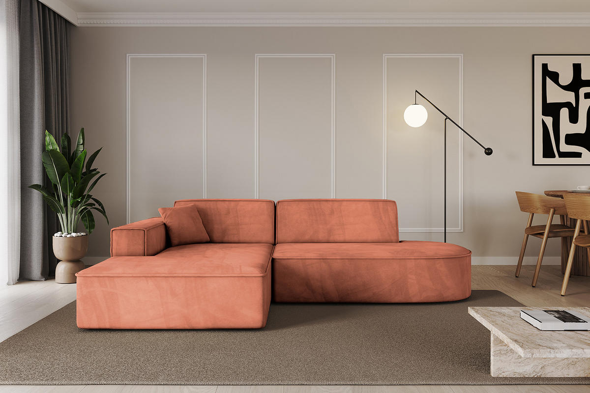 ECKSOFA Ottomane Links IREA-L1-v4 - 232x165x77 cm Apricot - Koralle, Holzwerkstoff/Textil (232/165cm) - ALTDECOR