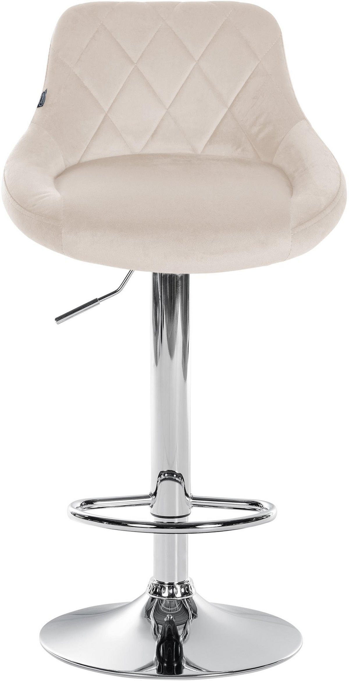 BARHOCKER 2er Set Samt creme - Chromfarben/Creme, Textil/Metall (46/83/49cm) - CLP