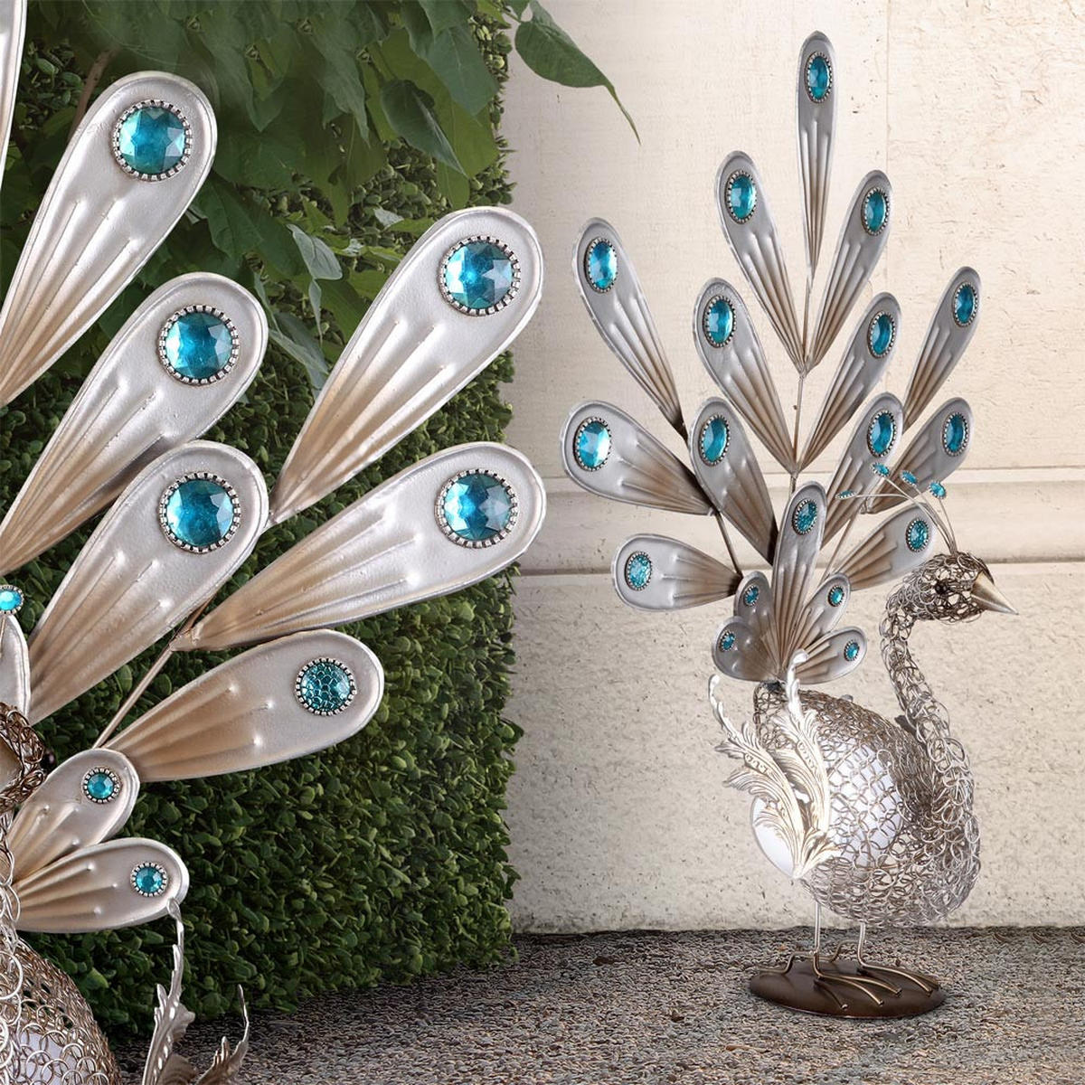 LED AUSSENLEUCHTE Solar Silber - Silberfarben, Metall (38/21.3/56.8cm) - Globo Lighting