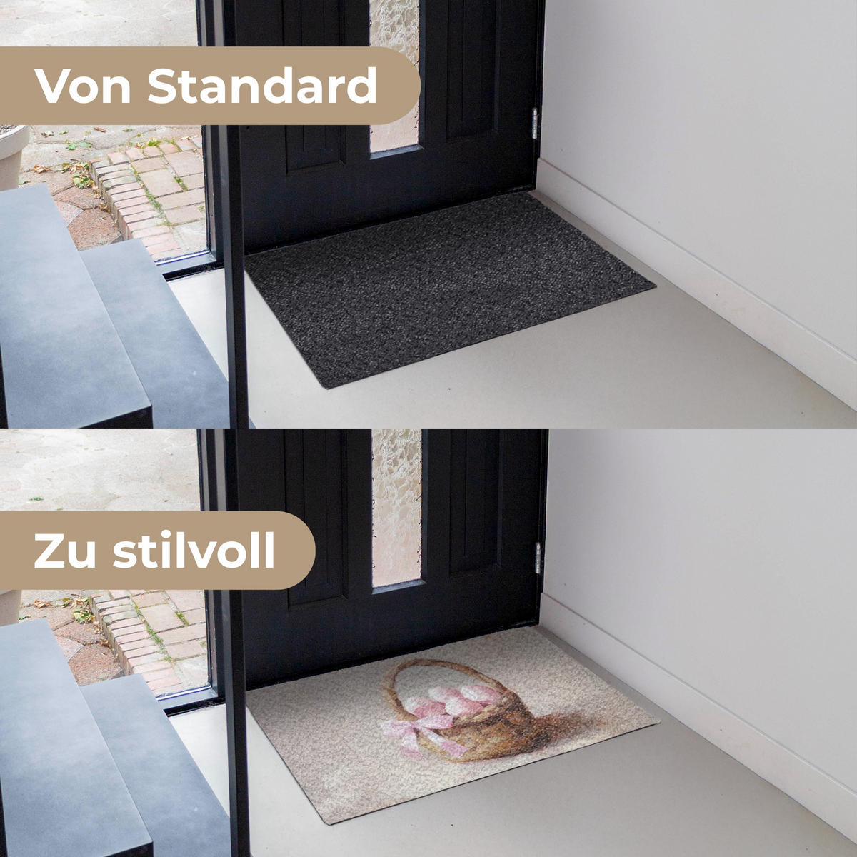 FUSSMATTE Korb - Eier - Rosa 90x60 cm - Beige, Kunststoff (60/90cm) - MuchoWow