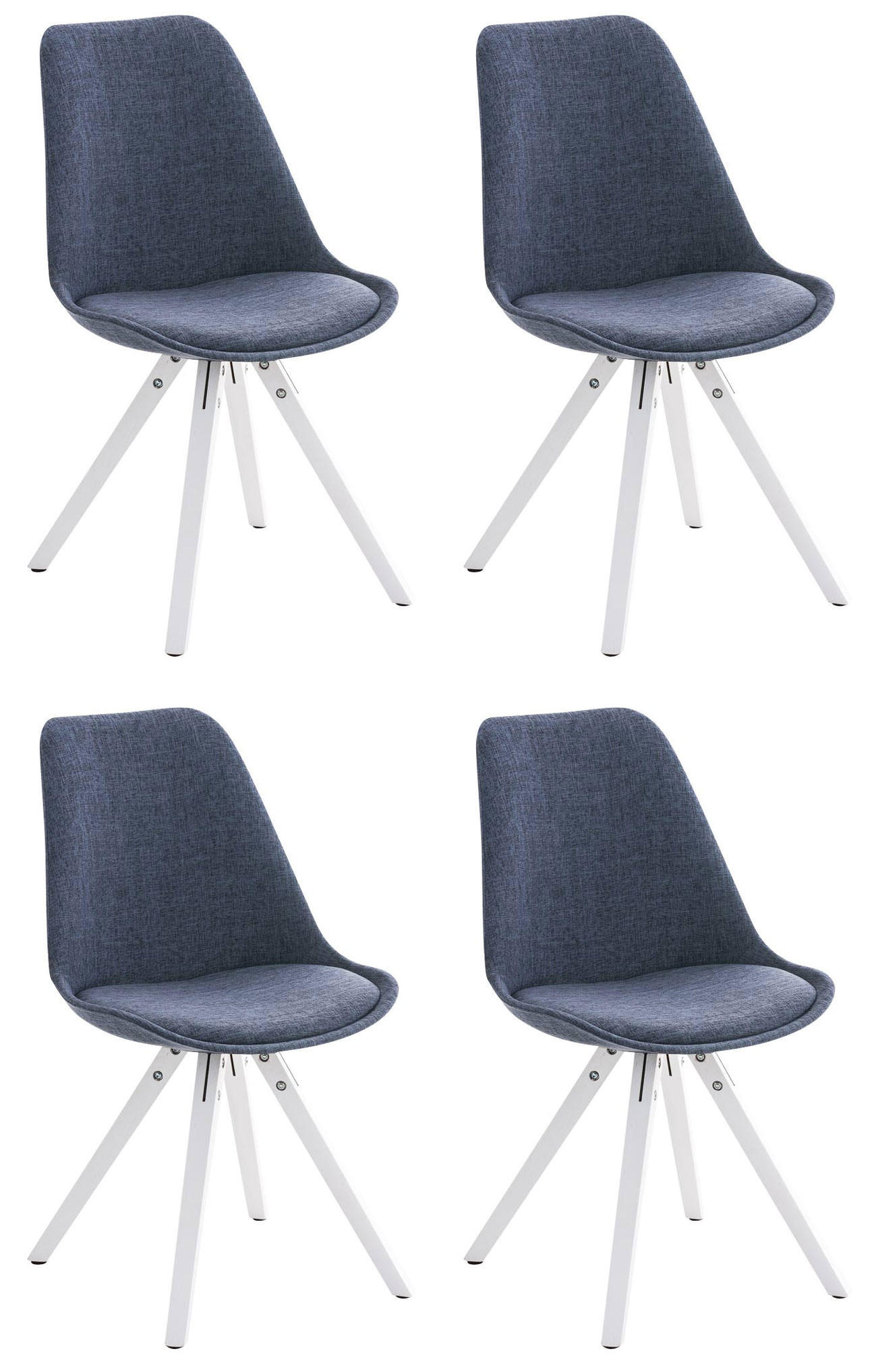 STUHL 4er Set Stoff blau - Blau/Weiß, Holz/Textil (47/84/59cm) - CLP