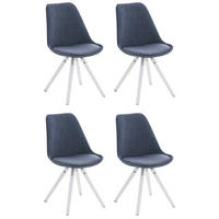 STUHL 4er Set Stoff blau - Blau/Weiß, Holz/Textil (47/84/59cm) - CLP