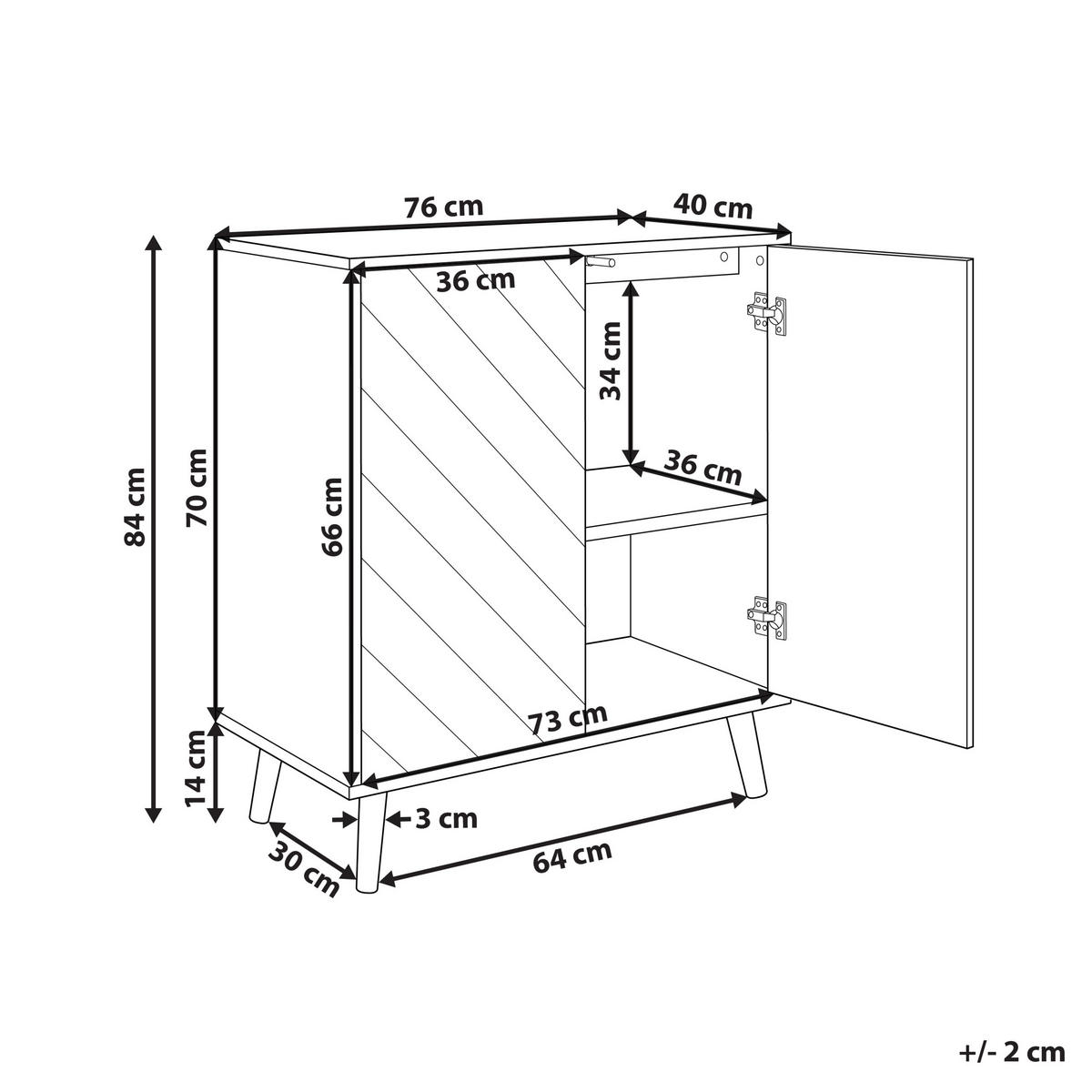SCHRANK Weiß Bristow - Weiß, Holzwerkstoff (40/76/84cm) - Beliani