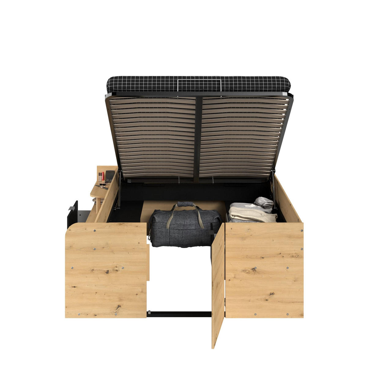 HOCHBETT Parisot Travel 140x200 Holznachbildung Artisan Eiche/Schwarz - Schwarz/Eiche Artisan, Kunststoff (140/200cm) - 58aufmkessel