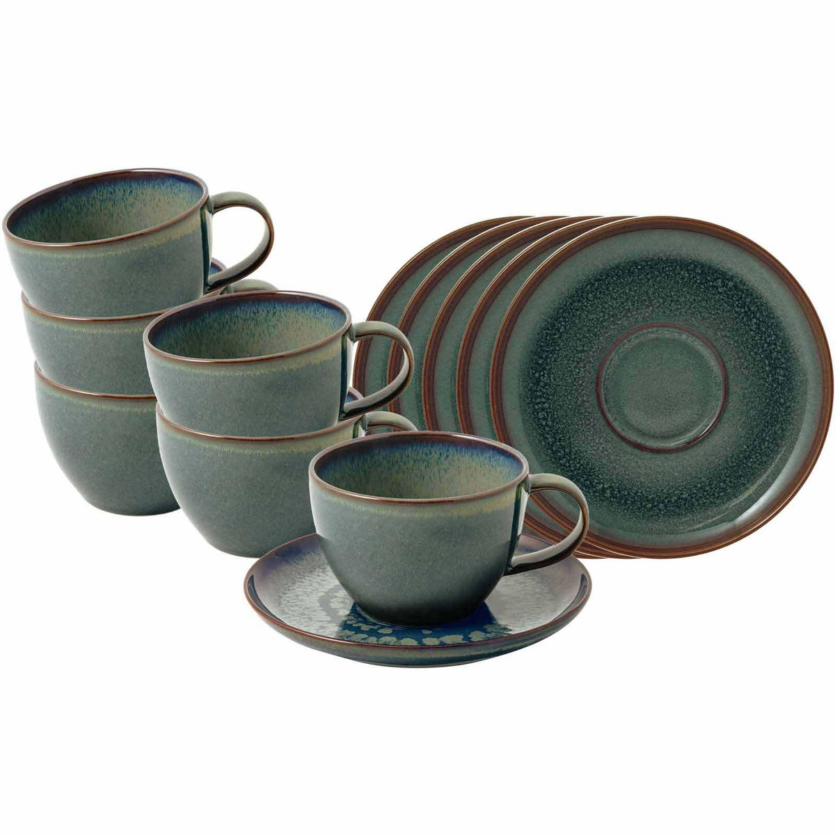 KAFFEETASSEN MIT UNTERTASSEN Crafted Breeze 170 ml 12er Set - Grün, Keramik (14.9/8.4/14.9cm) - like.Villeroy & Boch