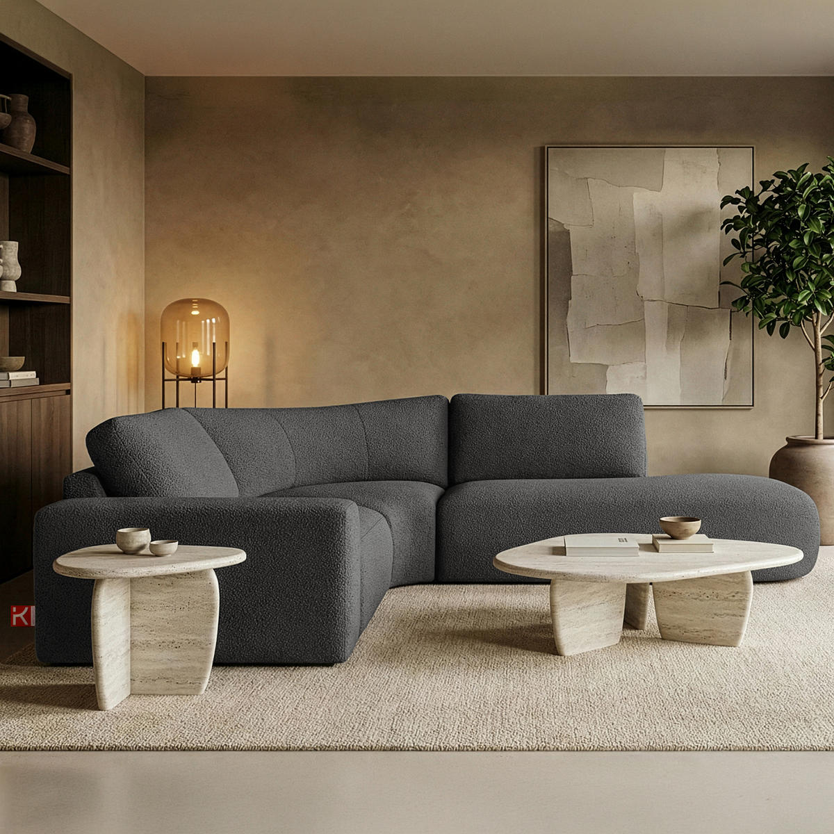 ECKSOFA RECHTS ZUCCO, Graphit - Graphitfarben, Holz/Holzwerkstoff (224/293cm) - KONSIMO®