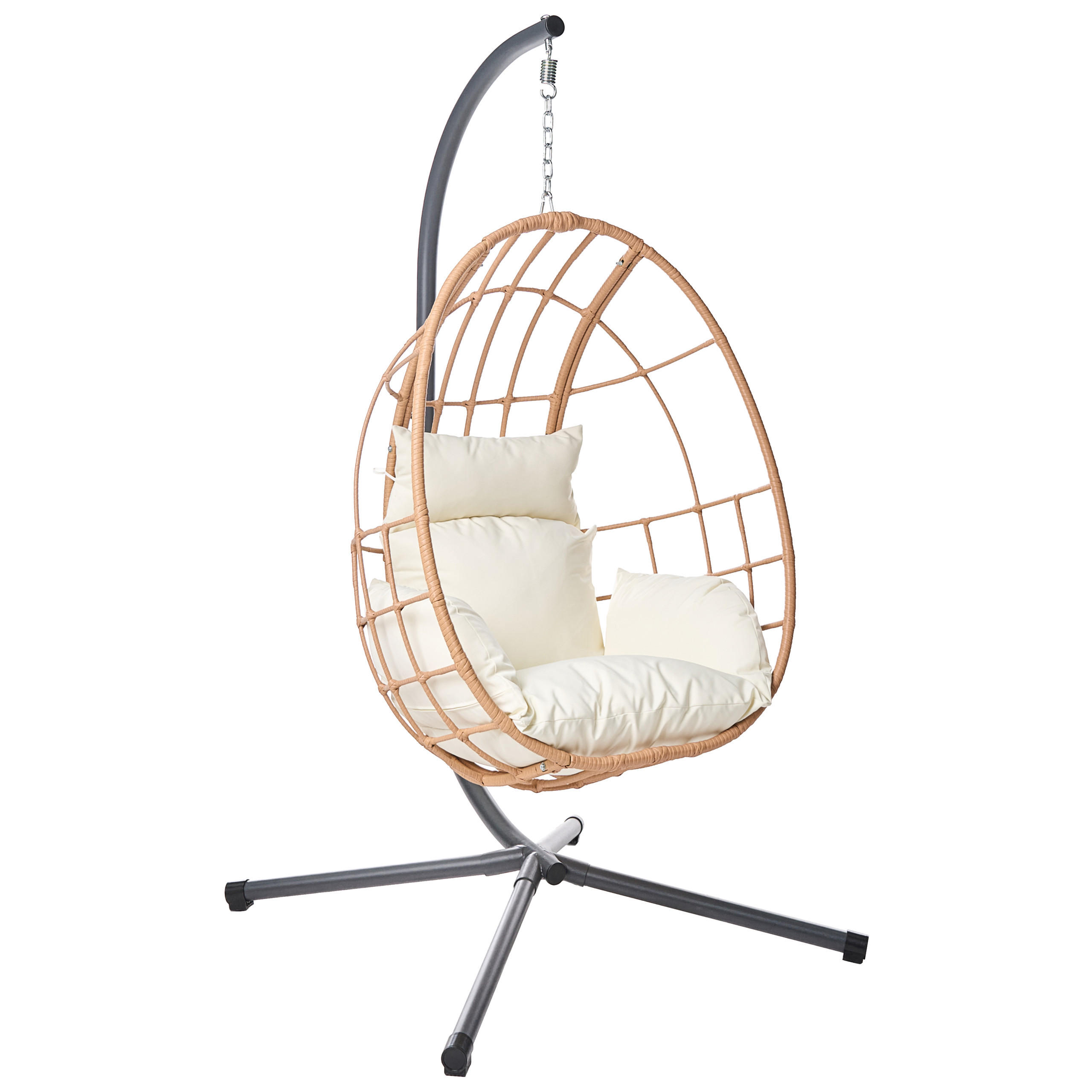HÄNGESESSEL mit Gestell Metall Naturfarben Malcesine - Naturfarben, Textil (102/195/105cm) - Beliani