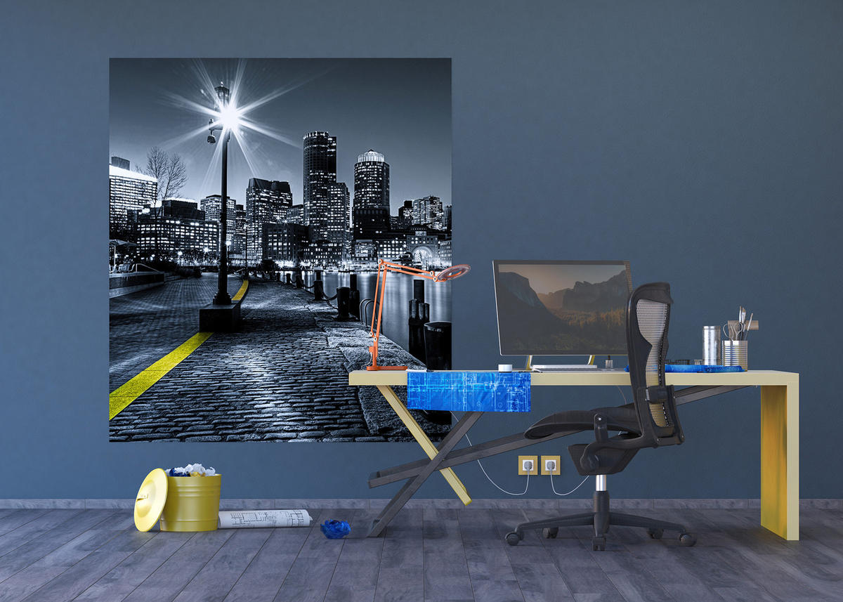 FOTOTAPETE Stadtblick 180 x 202 cm - Grau, Papier (180/202cm) - Sanders & Sanders