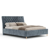POLSTERBETT Vezzola Blau Grau 180/200 cm im Chenille-Stoff - Blaugrau/Naturfarben, Holz/Holzwerkstoff (180/200cm) - Maison de Reve