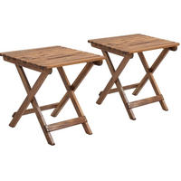 GARTENSET aus Akazienholz 45x45x45 cm Teak klappbar, 2 Outdoor-Beistelltische für Terrasse und Camping - Teakfarben, Holzwerkstoff - Modfu